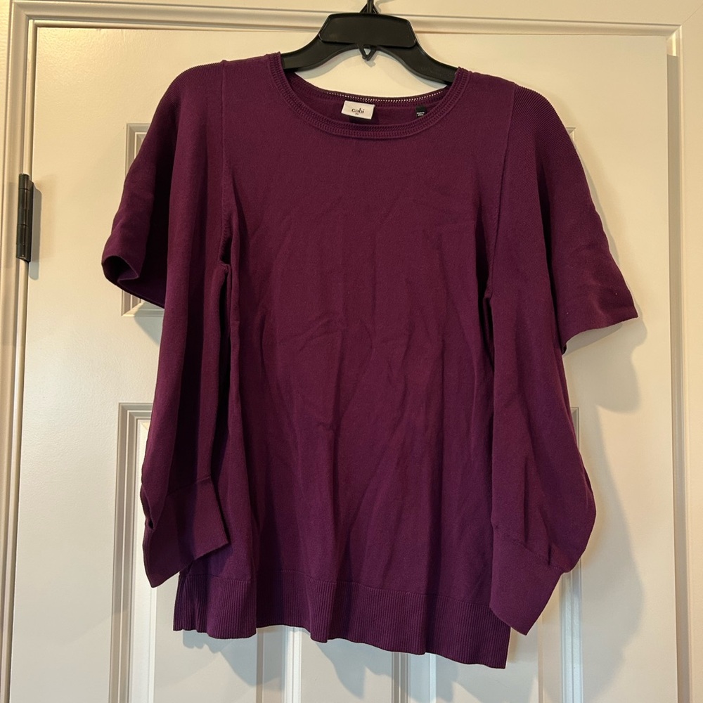 CAbi Deep Purple Open Sleeve Top